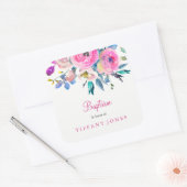 Roze Floral Waterverf Baptism Christening Sticker (Envelop)