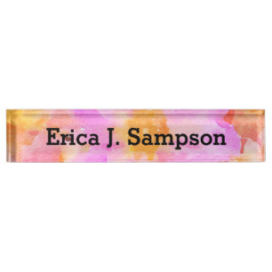Roze Floral Waterverf Desk Name Bord Naambordje