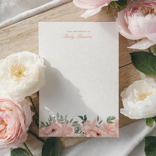 Roze Floral Waterverf Girl Baby shower Bedankkaart