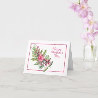 Roze Floral Waterverf Moederdag Kaart