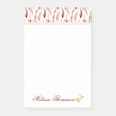 Roze Floral Waterverf Patroon Naam Hartscript Post-it® Notes (Voorkant)