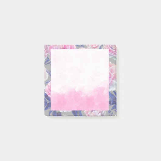 Roze Floral Waterverf Post it Notes (Voorkant)