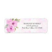  Roze Floral Waterverf Return Address Label (Voorkant)