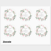 Roze Floral Wedding Cake Box Favor Sticker (Vel)