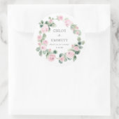 Roze Floral Wedding Cake Box Favor Sticker (Tas)