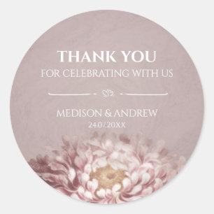 Roze Floral Wedding Dank je Sticker