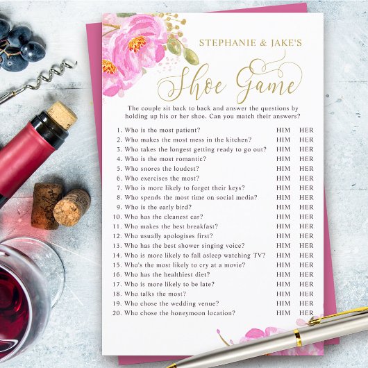 Roze Floral Wedding of Couples Shower Game