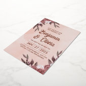 Roze Floral Wedding Uitnodiging (Gedraaid)