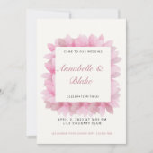 Roze Floral Wedding Uitnodiging (Voorkant)