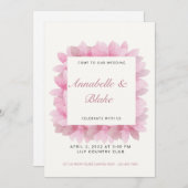 Roze Floral Wedding Uitnodiging (Voorkant / Achterkant)