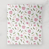 Roze Floral Wedstrijd Tafelnummer Plaats kaart (Binnenkant ongevouwen)