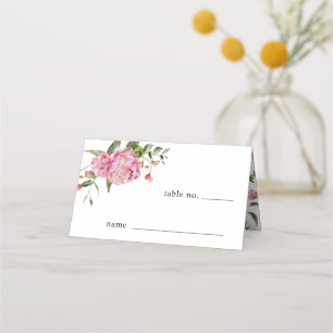 Roze Floral Wedstrijd Tafelnummer Plaats kaart