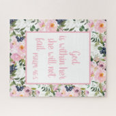 Roze Floral White Christelijke Bijbel verst God bi Legpuzzel (Horizontaal)