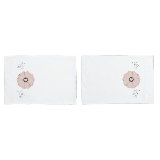 roze Floral/wijn standaard Kussensloop set (Voorkant-Set)