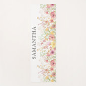Roze Floral Wildflower Naam Yogamat (Voorkant)