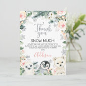 Roze Floral Winter Animals Birthday Hartelijk dank Kaart (Staand voorkant)