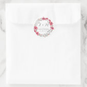  roze Floral Wreath Wedding Favor Sticker (Tas)