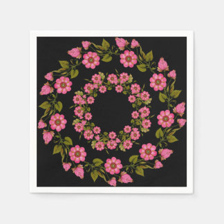 Roze Floral Wreaths | Weddenschap Napkin Servet