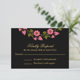 Roze Floral Wreaths Weddenschap RSVP Kaartje