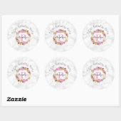  roze Floral Wreatmonogram Birthday Ronde Sticker (Vel)