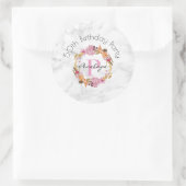  roze Floral Wreatmonogram Birthday Ronde Sticker (Tas)