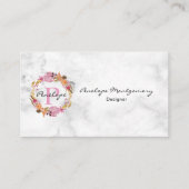  Roze Floral Wreatmonogram Visitekaartje (Voorkant)
