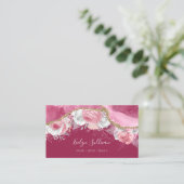roze florale agaat visitekaartje (Staand voorkant)