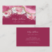 roze florale agaat visitekaartje (Voorkant / Achterkant)
