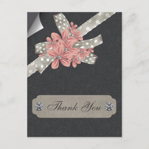 roze florale dank briefkaart