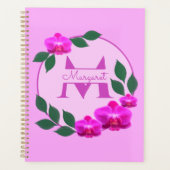 Roze florale gepersonaliseerde naam initiaal planner (Voorkant)