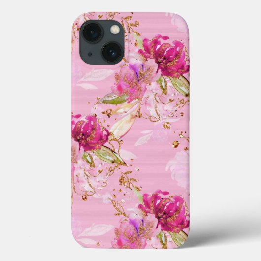 Roze florale Hoesje-Mate iPhone case (Achterkant)