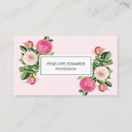 Roze florale roos trendy en elegant visitekaartje