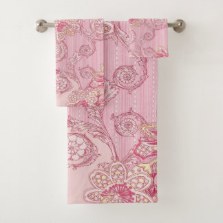 roze florale roze bad handdoek