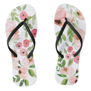Roze florale waterverf elegant bruiloft teenslippers