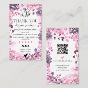 Roze florale waterverf review orde Hartelijk dank Visitekaartje