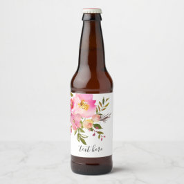 roze florale, zoete, Romantische Waterverf Bloem, Bier Etiket