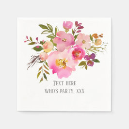 roze florale, zoete, Romantische Waterverf Bloem, Servet