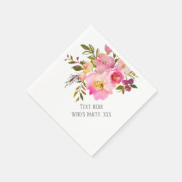 roze florale, zoete, Romantische Waterverf Bloem, Servet