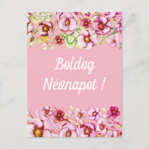 Roze floralen - Hongaarse naamdag  Briefkaart