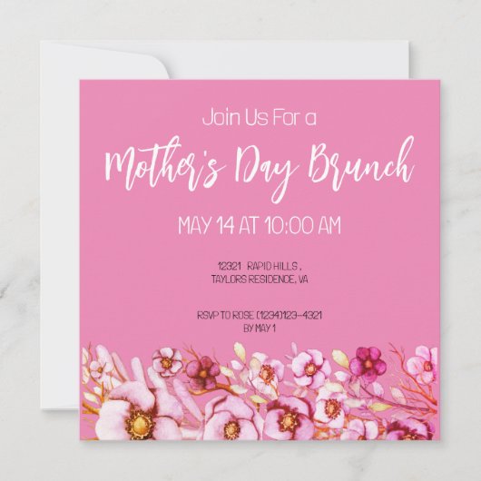 Roze floralen - Moederdag Brunch (Voorkant)