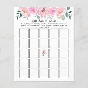 Roze Florals Greenery Vrijgezellenfeest Bingo Game