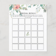 Roze Florals Greenery Vrijgezellenfeest Bingo Game