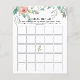 Roze Florals Greenery Vrijgezellenfeest Bingo Game