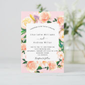 Roze florals roos gouden bruiloft kaart (Staand voorkant)