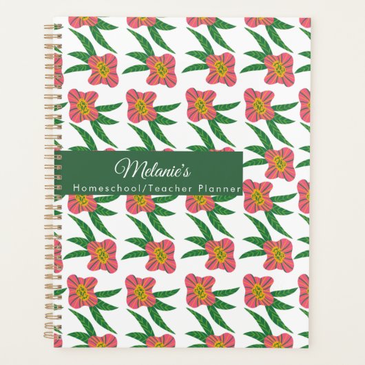 Roze Florals Teacher School Homeschool Planner (Voorkant)