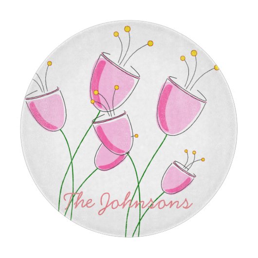 Roze Flowerfield Snijplank (Voorkant)