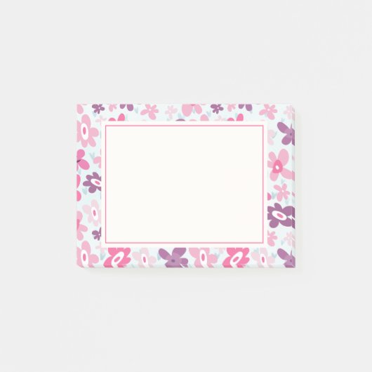 Roze Flowers Cute Whimsical Patroon Post-it® Notes (Voorkant)