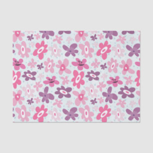 Roze Flowers Cute Whimsical Patroon Tissuepapier