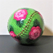 Roze Flowers Natural Greens Designer Crochet Print