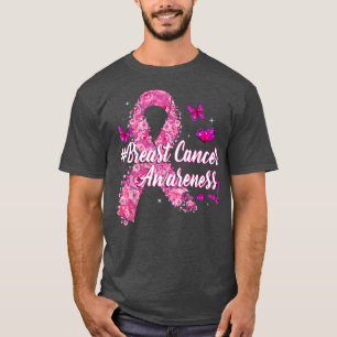 Roze Flowers Ribbon Breast Cancer Awareness T-shirt